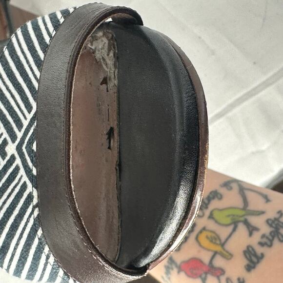 Cole Haan Block Heel Sandals Black White Stripes Size 9B Summer Vacation Resort - Picture 7 of 9